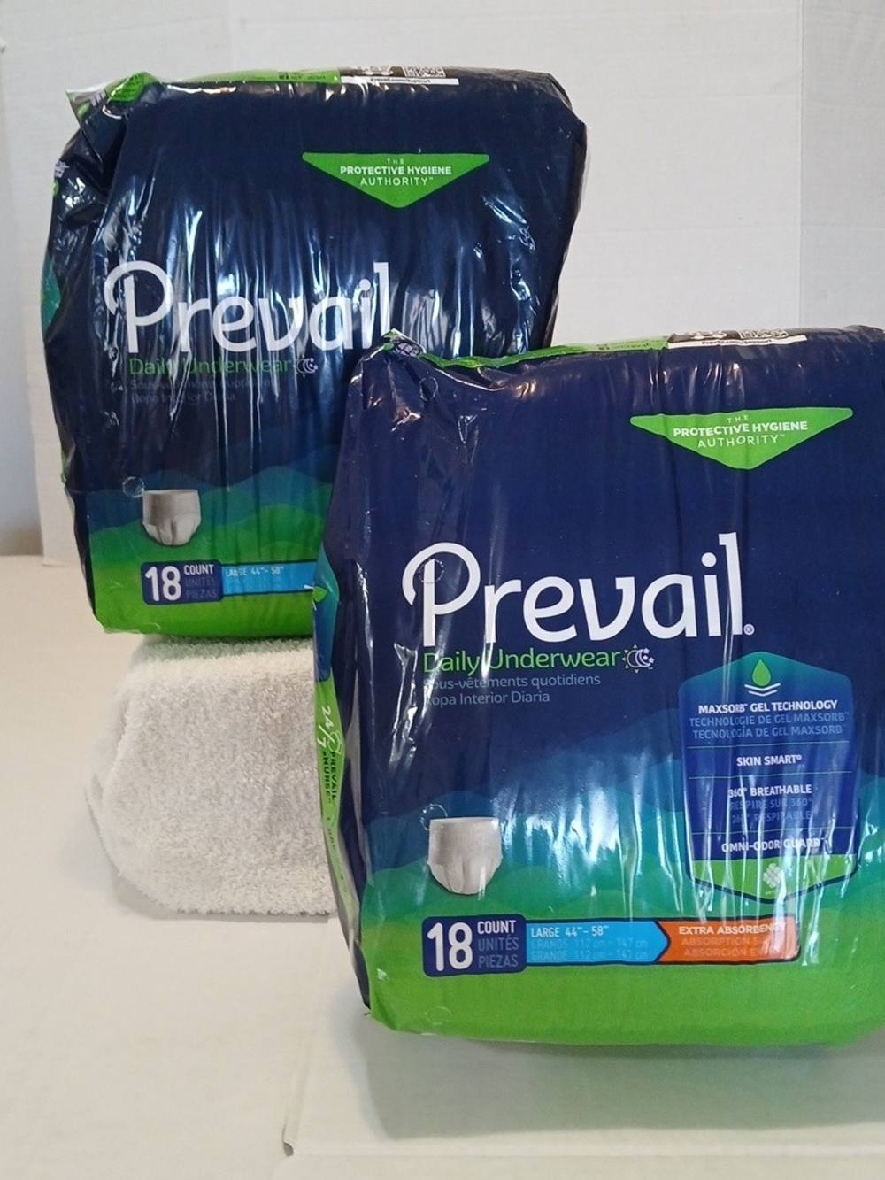 Prevail Daily Cloth Underwear Lot Of 2 Large 44"-58" Extra Absorbency 18 Sealed